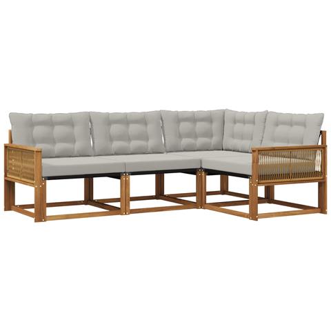 Set di divani da esterno 4 pcs Naturale e Grigio Chiaro - Foto 1