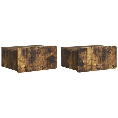 Mobiletto da notte a muro 2 pcs Rovere Fumo 49 x 34,5 x 24 cm - Foto 1