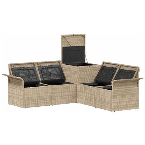 Set di divani 5 pz Beige e Grigio Chiaro - Foto 2