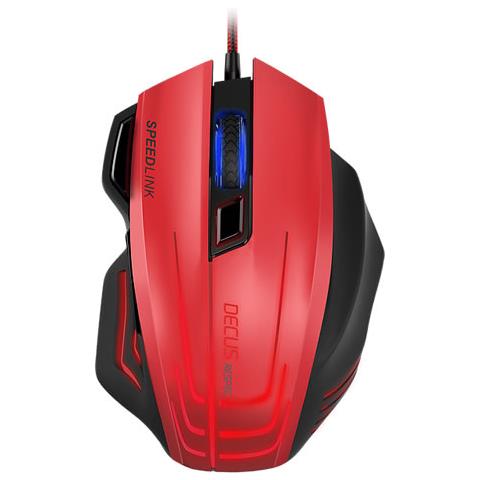 Decus Respec USB Ottico 5000DPI Mano destra Nero, Rosso mouse - Foto 1