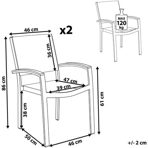 Set Di 2 Sedie Da Giardino In Colore Grigio Pereta - Foto 20