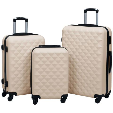 Set Valigie Trolley a Custodia Rigida 3 pz Oro in ABS - Foto 1