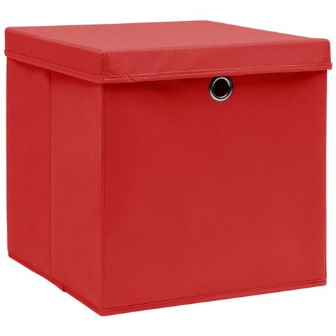 Scatole Portaoggetti con Coperchi 10pz Rosse 32x32x32cm Tessuto - Foto 6