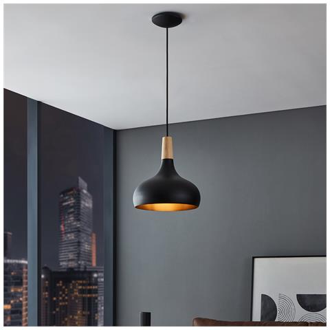 Lampadario Contemporaneo Sabinar Medio 1 Luce Metallo Nero E Marrone - Foto 1