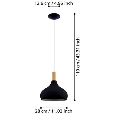 Lampadario Contemporaneo Sabinar Medio 1 Luce Metallo Nero E Marrone - Foto 2