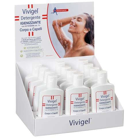 Vivigel, Espositore Da Banco Completo Di 12 Pz Detergente Igienizzante Corpo E Capelli 200 Ml - Foto 2