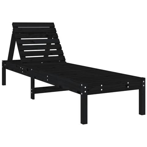 Lettini Prendisole 2pz Neri 199,5x60x74 Cm Legno Massello Pino - Foto 3