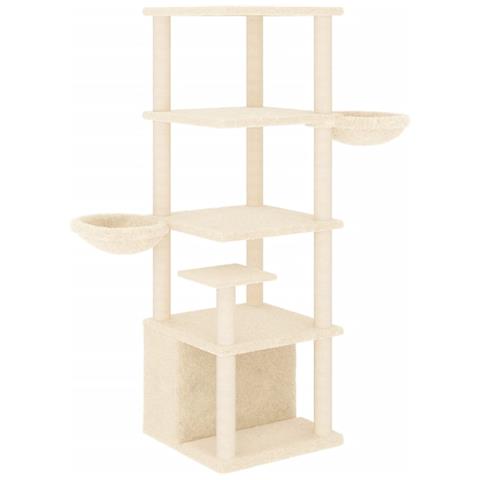 Albero Per Gatti Con Tiragraffi In Sisal Crema 147 Cm - Foto 1