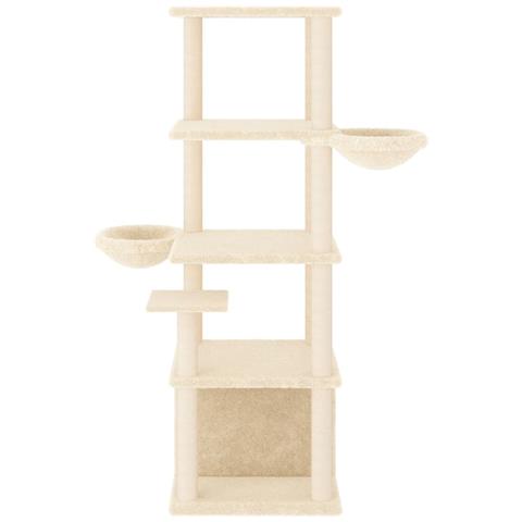 Albero Per Gatti Con Tiragraffi In Sisal Crema 147 Cm - Foto 2