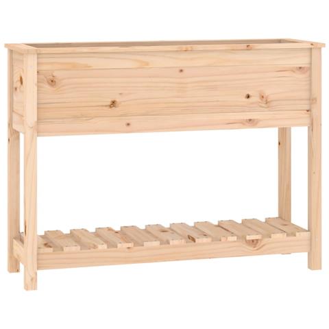 Fioriera Con Mensola 111,5x34,5x81 Cm In Legno Massello Di Pino - Foto 1