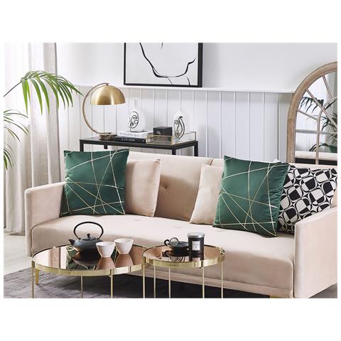 Set Di 2 Cuscini Pinus Velluto 45 X 45 Cm Verde Scuro Trama Geometrica - Foto 1