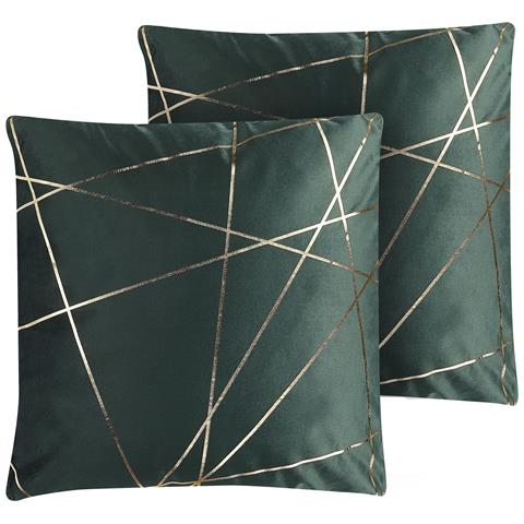 Set Di 2 Cuscini Pinus Velluto 45 X 45 Cm Verde Scuro Trama Geometrica - Foto 11