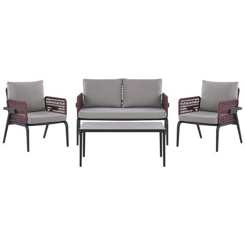 Set Da Esterno 4 Posti In Metallo Grigio Sciacca - Foto 8