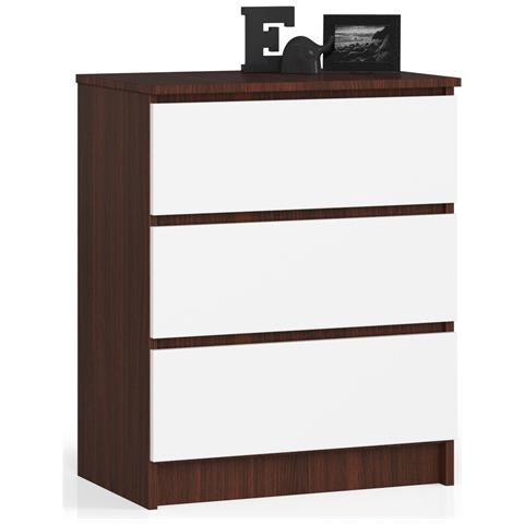 Cassettiera K60, 3 cassetti, 60x40x77 cm, Weng? e Bianco - Foto 1