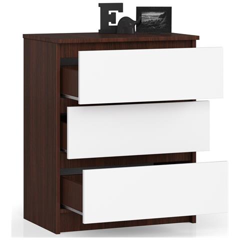 Cassettiera K60, 3 cassetti, 60x40x77 cm, Weng? e Bianco - Foto 2