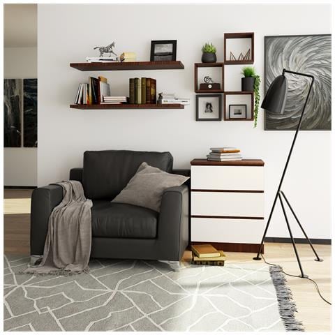 Cassettiera K60, 3 cassetti, 60x40x77 cm, Weng? e Bianco - Foto 6