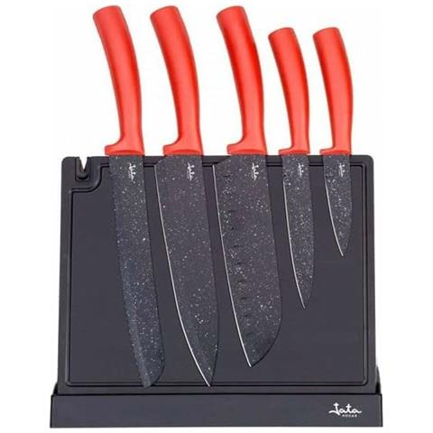 Hacc4502 Set di 5 Coltelli e Porta Coltelli Rosso /Nero - Foto 2