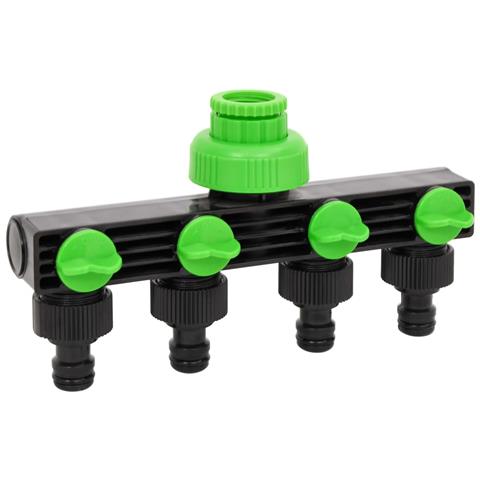 Adattatore Rubinetto A 4 Vie Verde E Nero 19,5x6x11 Cm Abs E Pp - Foto 1