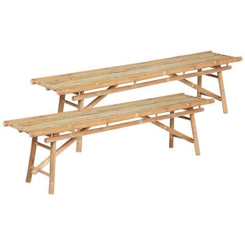Set Di 2 Panche Da Giardino Bambù Legno Chiaro Tindari - Foto 2