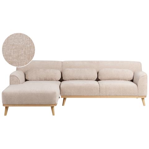 Divano Angolare 3 Posti Simos Ciniglia Beige Lato Destro - Foto 2