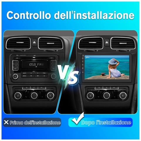 Autoradio 13 Per Golf 6 (2008-2016) Con Carplay E Android Auto 9 Pollici Radio Android (2g+32gb) Stereo Con Cornice Esterna, Funzione Con Command Di Volante Navigatore Dsp Bluetooth Usb Wifi - Foto 2