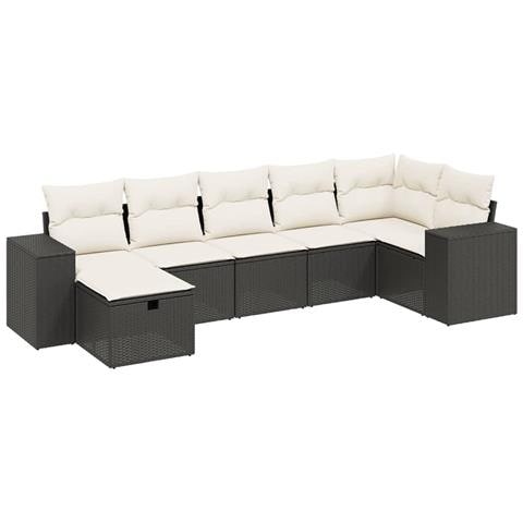 Set Divani Da Giardino Con Cuscini 7pz Nero Polyrattan - Foto 2