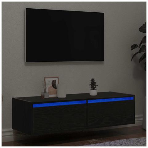 Mobile Porta TV con Luci LED Rovere Nero 100X35,5x25 cm - Foto 9