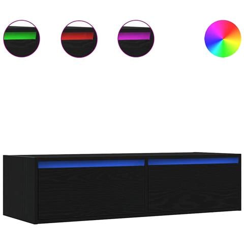 Mobile Porta TV con Luci LED Rovere Nero 100X35,5x25 cm - Foto 1