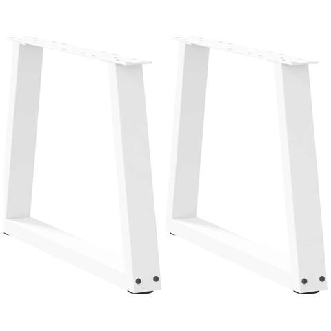 Gambe Per Tavolo Pranzo A V 2 Pz Bianco 60x(42-43,3)cm Acciaio - Foto 1