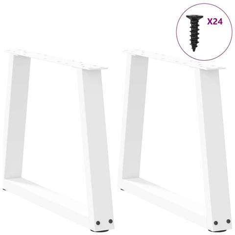 Gambe Per Tavolo Pranzo A V 2 Pz Bianco 60x(42-43,3)cm Acciaio - Foto 3