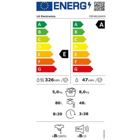 Lavasciuga Standard F854B16WHS Capacità Lav / Asc 8/5 Kg Classe A /E Centrifuga 1400 giri - Foto 2