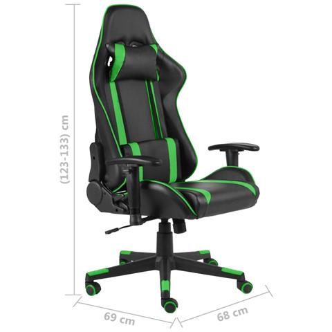 Sedia Da Gaming Girevole Verde In Pvc - Foto 8