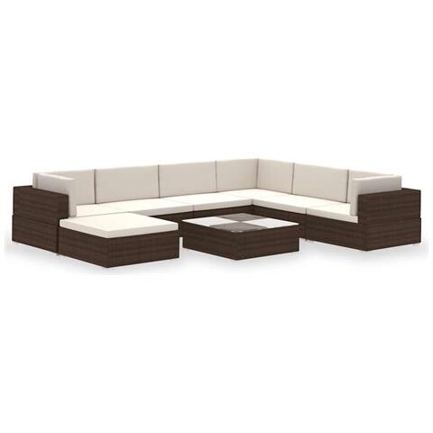 Lusso Casadino -  Set Divani Da Giardino 8 Pz Con Cuscini In Polyrattan Marrone - Foto 1