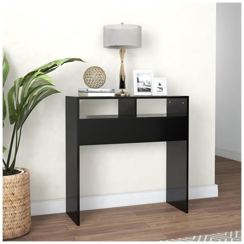 Lusso Casadino -  Tavolino Consolle Nero 78x30x80 Cm In Legno Multistrato - Foto 2