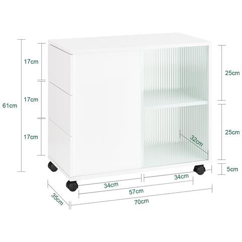 Sobuy Tavolino Con Ruote 75x35x61cm Fbt141-w - Foto 2
