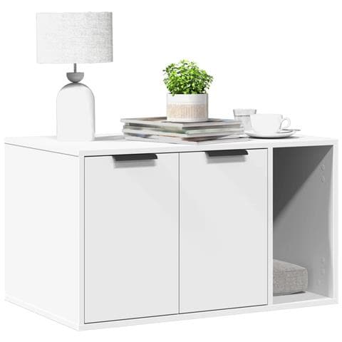 Recinto per Lettiera per Gatti Bianco 80x50x45 cm in Truciolato - Foto 2