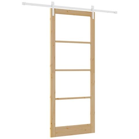 Porta Scorrevole con Set di Accessori 'ORKDAL'Legno Solido e Vetro - Foto 1