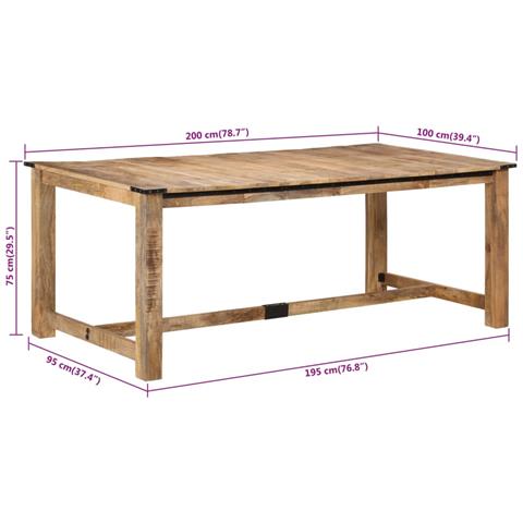 Lusso Casadino -  Tavolo Da Pranzo 200x100x75 Cm In Legno Massello Di Mango - Foto 8