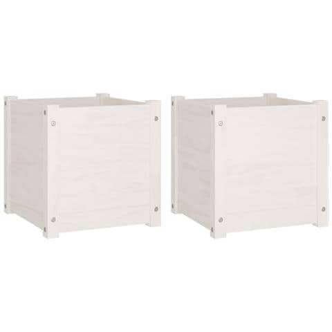 Lusso Casadino -  Fioriere Da Giardino 2 Pz Bianche 40x40x40 Cm Massello Di Pino - Foto 1