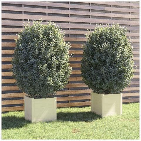 Lusso Casadino -  Fioriere Da Giardino 2 Pz Bianche 40x40x40 Cm Massello Di Pino - Foto 8
