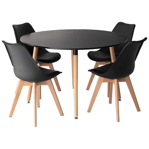 Tavolo Rotondo Martha 120cm E 4 Sedie Nora Nero - Foto 1