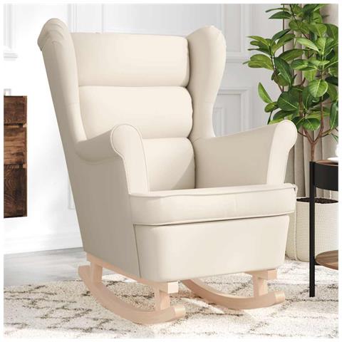 Sedia a Dondolo Crema 74x90x102 cm in Tessuto - Foto 2