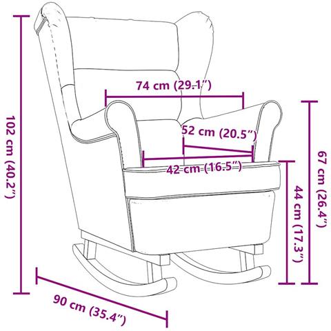 Sedia a Dondolo Crema 74x90x102 cm in Tessuto - Foto 9