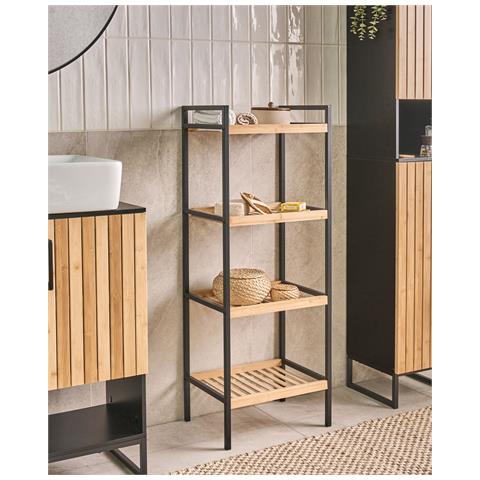 Mobile Con 4 Ripiani Tajzara Legno Di Bambù Marrone Chiaro - Foto 1