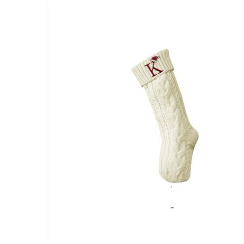 Calza Di Natale Ricamata Personalizzata Con Lettera 'k' - Decorazione Festiva In Maglia - Foto 1