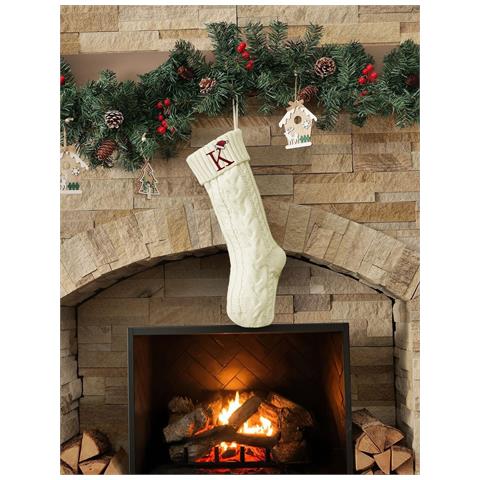 Calza Di Natale Ricamata Personalizzata Con Lettera 'k' - Decorazione Festiva In Maglia - Foto 2