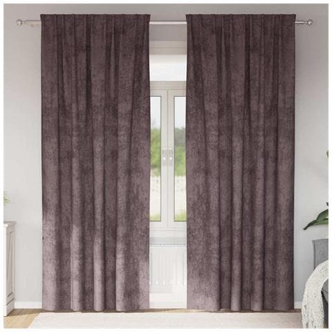 Tenda con tende 2 pcs Marrone 260 x 140 cm Velluto - Foto 2