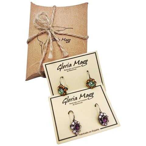 Confezione Da 2 Paia Di Orecchini A Cerchio In Cristallo Sw E Argento 10µ. - Foto 2