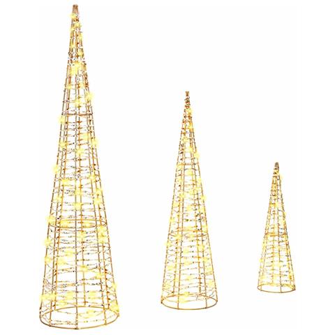 Albero di Natale 3 pcs Bianco caldo 20 x 20 x 80 cm PET - Foto 1