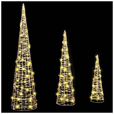 Albero di Natale 3 pcs Bianco caldo 20 x 20 x 80 cm PET - Foto 2